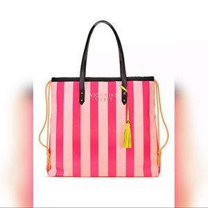 Victoria’s Secret Striped Canvas Getaway Tote Bag